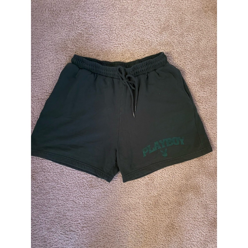 Playboy Men's Shorts Green Streetwear Bunny Logo LARGE.